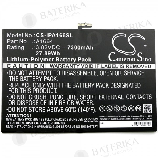Apple iPad A1664 Pro 9.7 baterija